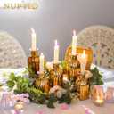 NUPTIO Bud Vases Glass Gold: 6 Pcs Small Vase Set in Bulk for Flowers - Mini Vintage Flower Bottle Single Assorted Vases for Wedding Table Centerpieces