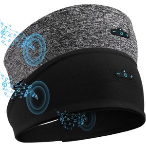 TOPIEI Sleep Headphones Bluetooth Headband for Side Sleeper 2-Pack, 17H Playtime, Wireless Headband Headphones with HD Stereo Speakers for Workout,Running,Yoga, Ideal Gifts for Men, Women, Teens