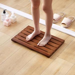 Bamboo Bath Mat for Shower with Non-Slip Rubber,Bathtub Mat,Floor Mat,Shower Mat for Indoor,Outdoor,Spa, Sauna, Pool (Brown, 20 * 13 * 1.4 inches)