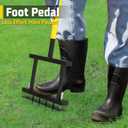 Lawn Aerator Tool, Lawn Aerator with 4 Spikes, Automatic Leaf and Dirt Cleaning with Spring-Loaded Design, Metal Manual Aerator for Loosening Soil Aerating Patio, Yard, Garden