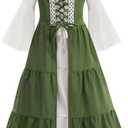 GRAJTCIN Girls Medieval Dress Renaissance Princess for Kids Halloween Drawstring Outfit Costume Set, Size: 4-6Y
