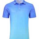 Fanient Mens Golf Polo Shirts 3D Print Gradient Blue Dry Fit Short Sleeve Funny Moisture Wicking Performance Soft 4-Way Stretch Polo Shirt M