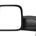 AUTOSAVER88 Left Driver Side Towing Mirror Compatible with 2002-2008 Dodge Ram 1500, 2003-2009 Ram 2500 3500, Power Heated, Adjustable, Manual Folding Flip-up Door Mirror, Black Housing