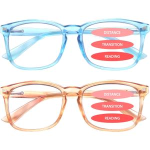SIGVAN Progressive Multifocal Computer Glasses Women Men Blue Light Blocking Reading Glasses Spring Hinge Readers (2 Mix-2)