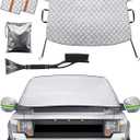 4 Layers Car Windshield Cover for Ice and Snow,Heavy Duty Truck Windshield Snow Cover with Side Mirror Covers,Front Window Frost Hail Protector for Most Car, Truck, SUV, Van (70 x 43 Inch)