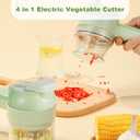 AXEDAES 4 in 1 Multi-Functional Portable Electric Vegetable Cutter Set, Wireless Vegetable Processor for Garlic, Peppers, Onions, Celery, Ginger, Meat, With Brush, Comes with Egg & Cream Beater