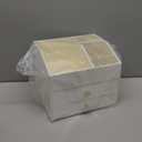 Vlando Makeup Organizer for Vanity,Large Capacity Countertop Organizer with Drawers, PU Leather Cosmetic Display Case for Lipstick,Brushes,Skincare,Nail polish and Bedroom Storage (White) (3 layers-White)