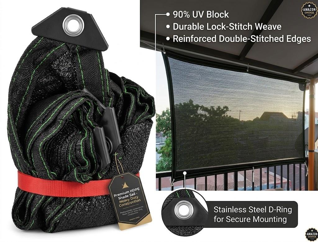 Fence Privacy Screen Balcony Sun Shade Cloth 3'x6' 80% Shade Fabric Outdoor Patio Screens Mesh Panels Apartments Railing Cover UV Protection for Backyard Garden Porch Deck