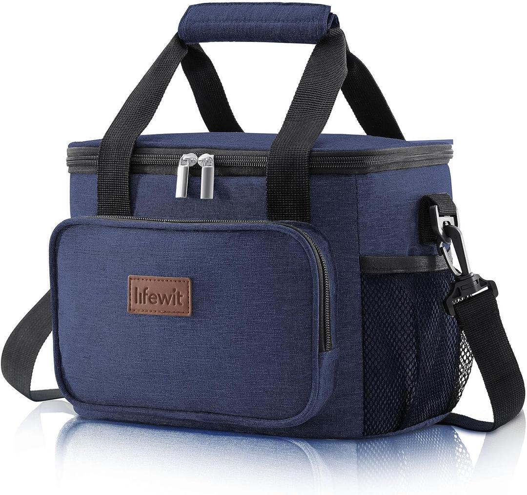 Lifewit Large Lunch Bag Insulated Lunch Box Soft Cooler Cooling Tote for Adult Men Women, Dark Blue 12-Can (9L)