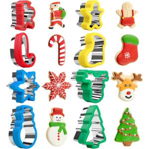 Christmas Cookie Cutters 8-Pc, Holiday Biscuit Cutters with Comfort Grip, Baking Cutter Molds, Holiday Decorative Party Supplies (Christmas-8Pcs)