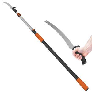 LAANPOLE 20FT Pole Saw, Telescoping Tree Trimmer with 3-12FT Extension Pole, Manual Branches Pruner for Backyard, Orange