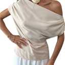 SweatyRocks Women's Off The Shoulder Ruched T Shirts Cinched Waist Dressy Casual Going Out Outfits