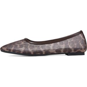 Mesh Ballet Flats Shoes for Women Round Toe Slip on Ballerina Casual Work Flats Low Heel Comfortable Soft (7.5, Leopard)