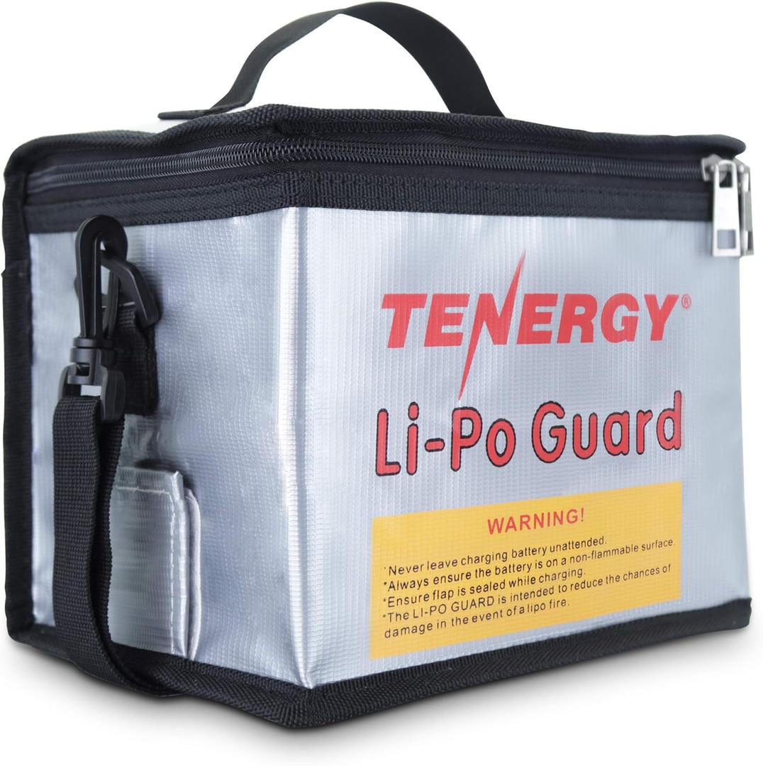 Tenergy Fire Retardant Lipo Zipper Bag for Charging and Storing Lipo Battery Packs, 8.5 x 6.5 x 5.7inch