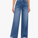 Wide Leg Jeans for Women High Waisted Stretchy Denim Jeans Fashion Baggy Trouser Jean Pants with Pockets, Size 14