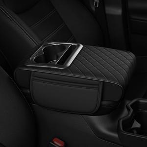Car Armrest Cover for Jeep Wrangler with Cup Holders, Leather Black