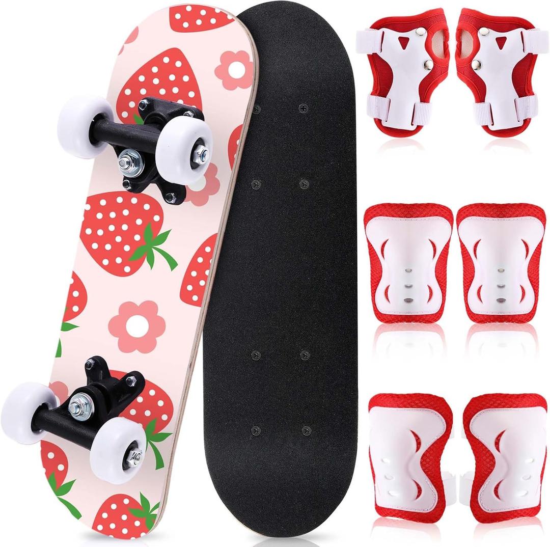 Honoson 7 Pcs Skateboard for Toddlers Beginners Knee Elbow Pads Wrist Guards Gear Set