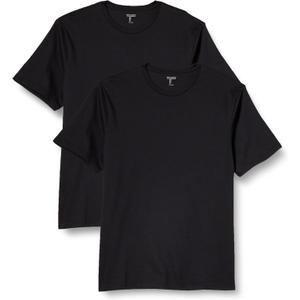 Amazon Essentials Men's Cotton Regular-Fit Short-Sleeve Crewneck T-Shirt, Pack of 2 (Medium, Black)