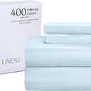 Royale Linen 400 Thread Count 100% American Grown Cotton 4 Piece Sateen Queen Sheet Set - 1 Fitted Sheet, 1 Flat Sheet, 2 Pillow case - Green Queen Bedsheet - Cotton Sheets - (Queen, Florentine Sage)