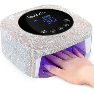 Lavinda UV LED Nail Lamp for Gel Nails, Cordless Rechargeable Nail Light with 4 Timer Settings, Touch LCD Display, Removable Base, 54W Professional Nail Dryer for Salon Home Use Diamond Design