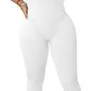 chicyes Women's Bodycon Sexy Jumpsuits Workout Seamless One Piece Ribbed Zipper Rompers Plus Size Outfits , White 