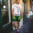 DIOTSR Mens Graphic Shorts Casual Flat Front Shorts Cool Streetwear Designer Shorts Drawstring Summer (Green, XL)