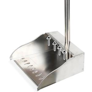 Metal Dustpan Long Handle Stainless Steel Dustpan,Heavy Duty Standing Dust Pan with Teeth, Indoor Outdoor Up for Home Kitchen Lobby Room Office