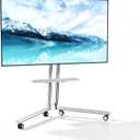 Easel Rolling TV Stand with Shelf Minimalist Stainless Steel for 32-75" TVs