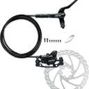 RUJOI MTB Hydraulic Disc Brakes Set, Mountain Bike Right Rear 1450mm Brake Aluminum Alloy Levers with Calipers PM/is Adapter and 160mm Rotor Fit E-Bike(Pred Bled/Pads Included