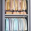 FUTASSI White Clothing Rack with Grey Cover, P1C Rolling Closet Rack with Wheels, Metal Garment Rack for Hanging Clothes, Clothing Storage Wardrobe, 36.2" W x 16.5" D x 80.5" H, Load 450 Pounds
