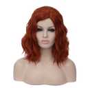 BUFASHION 14" Women Short Orange Red Kinky Straight Cosplay Synthetic Wigs With Air Bangs  (Orange Red)