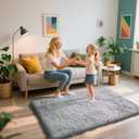 Shag Area Rug for Bedroom 3x5,Grey Fluffy Area Rugs for Living Room,Soft Fuzzy Rug Non-Shedding Indoor Plush Carpet for Kids Bedroom Nursery Dorm Home Decor