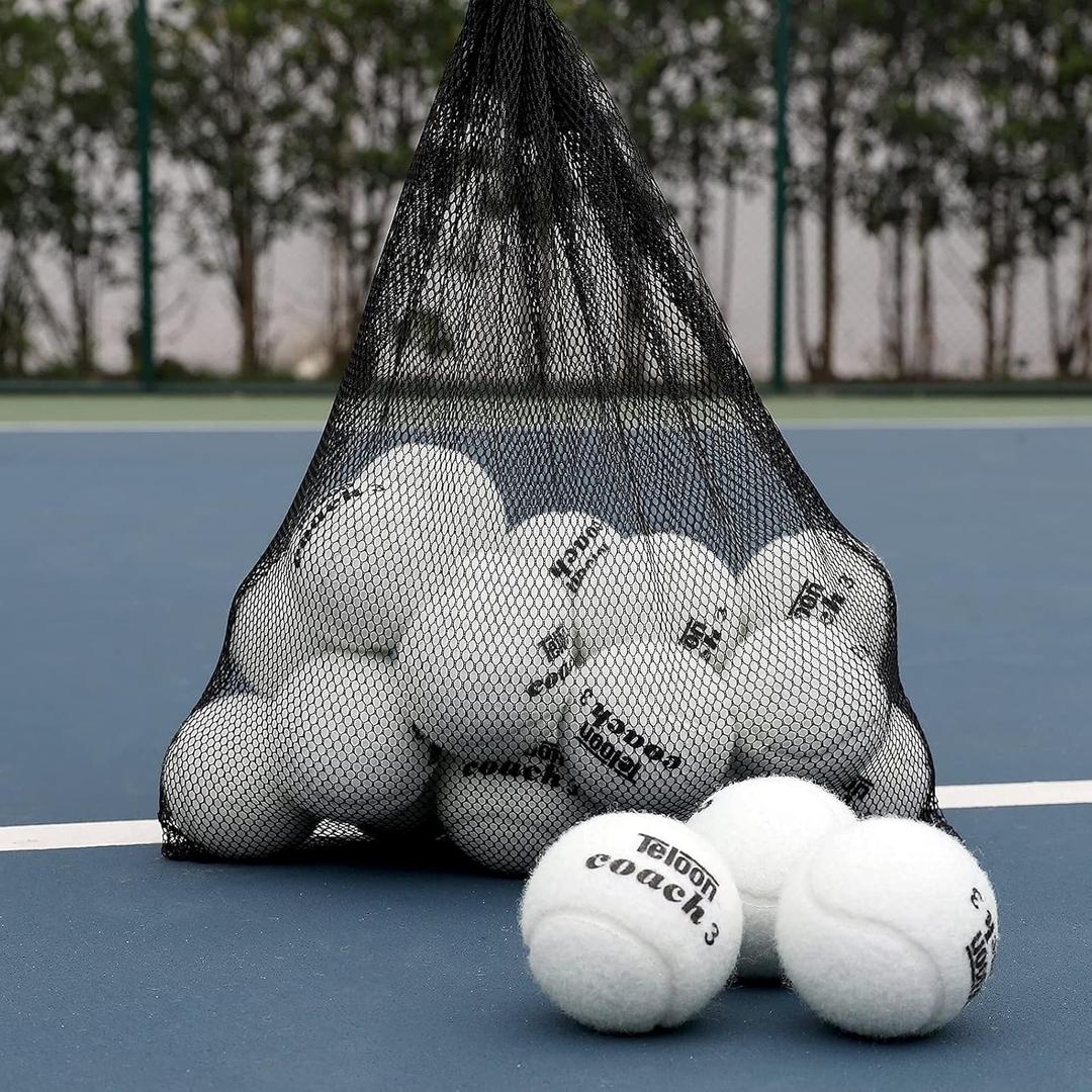 Teloon Pressure Training Tennis Balls-12 or 18 Count-Mesh Carry Bag4 Colors AvailablePressureless Training Exercise Tennis Balls for Beginners.