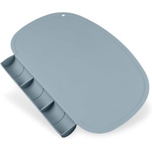 Silicone Placemat with Food Catching Pockets for Baby & Kid, Food Grade Silicone Non-Slip Toddler Food Place Mats with Raised Edges for Dining Table (Ether Color)