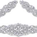 Rhinestone Beaded Belt Applique Sew Iron on Crystal Trim for Wedding Dress Sash Bridal Bridesmaid Gown Womens Prom Formal Clothes Bride Keepsake Gifts Jeweled Diamond Embellishments (Silver)