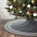 Dremisland Luxury Cable Knitted Thick Rustic 36" Round Grey Christmas Tree Skirt with Snowflake Xmas Tree Farmhouse Decor (Gray)