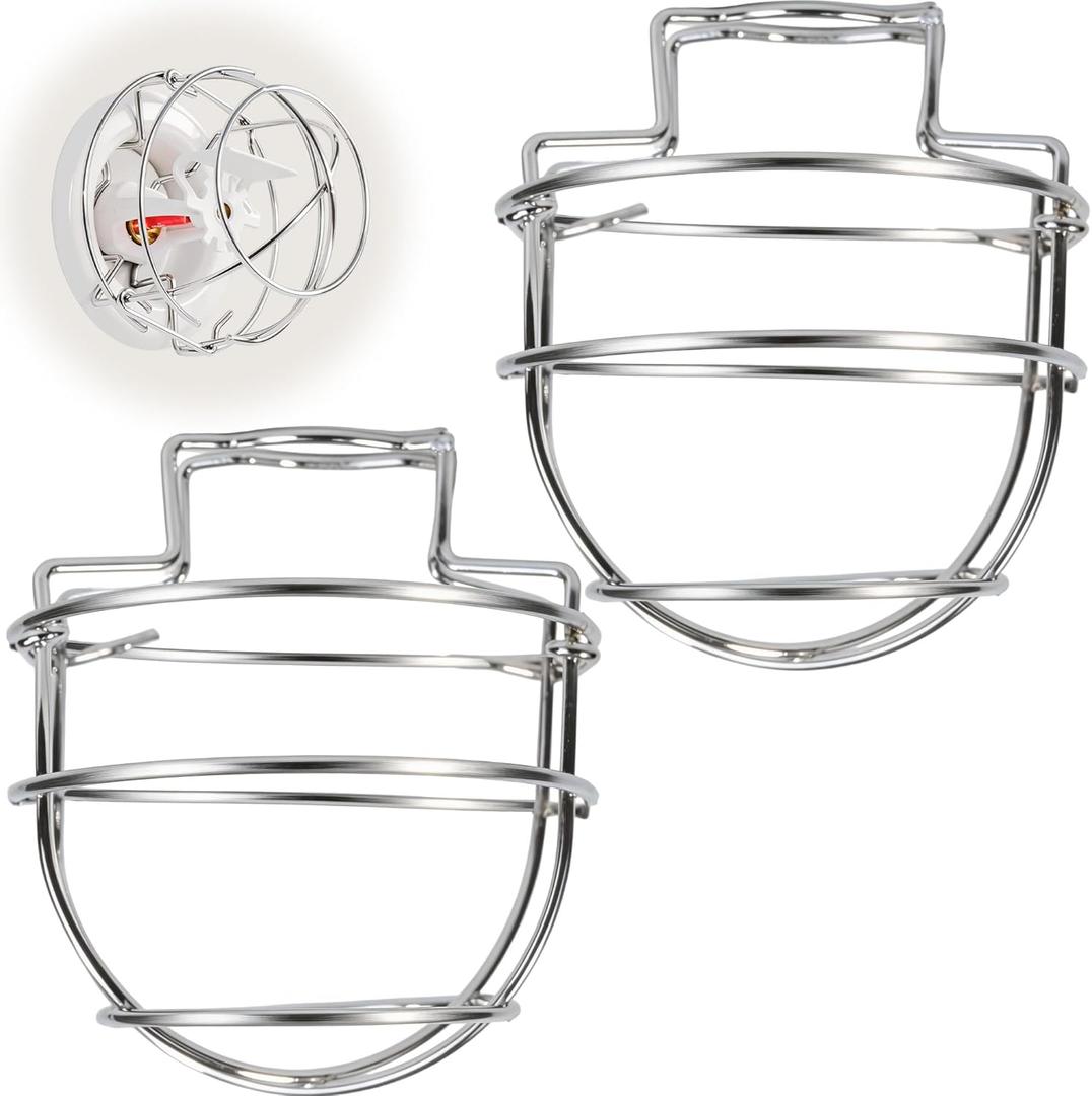 Happy Tree (2 Pack) Fire Sprinkler Head Guard Cage for 1/2" Recessed/Horizontal Sidewall Drywall-Mounted Sprinkler Heads Chrome Protector Fire Sprinkler Covers