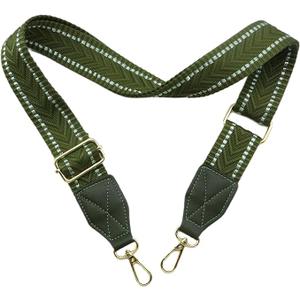 Adjustable Purse Strap with Green Leather End - 1.5" Wide Handbags, Camera, Guitar, Phone & Crossbody Bag Replacement Shoulder Straps(Gold Hardware), Green Strap-Gold hook-G202