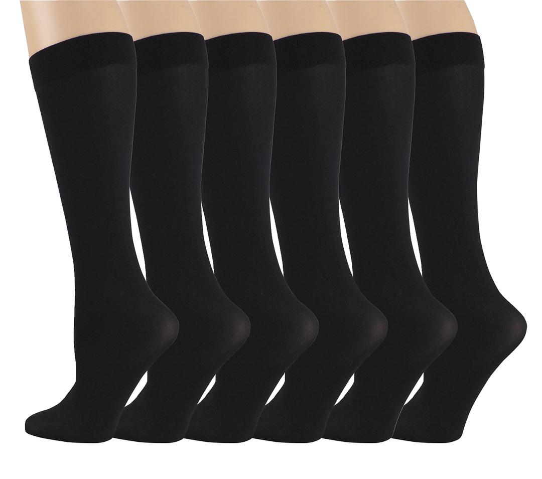 Different Touch 6 Pairs Pack Women Stretchy Spandex Trouser Socks Opaque Knee High