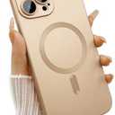 ankofave Magnetic case for iPhone 13 Pro Phone Case for Women, Matte Luxury Soft Metallic Luster Design with Camera Lens Protector, Compatible with Magsafe Case for iPhone 13 Pro 6.1" -Champagne Gold