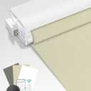 Allesin Motorized Blinds No Drill Automatic Roller Shades with Remote | Rental-Friendly & Easy Install Smart Electric Blackout Window Blinds for Home Office, Living Room Beige 35.5x72