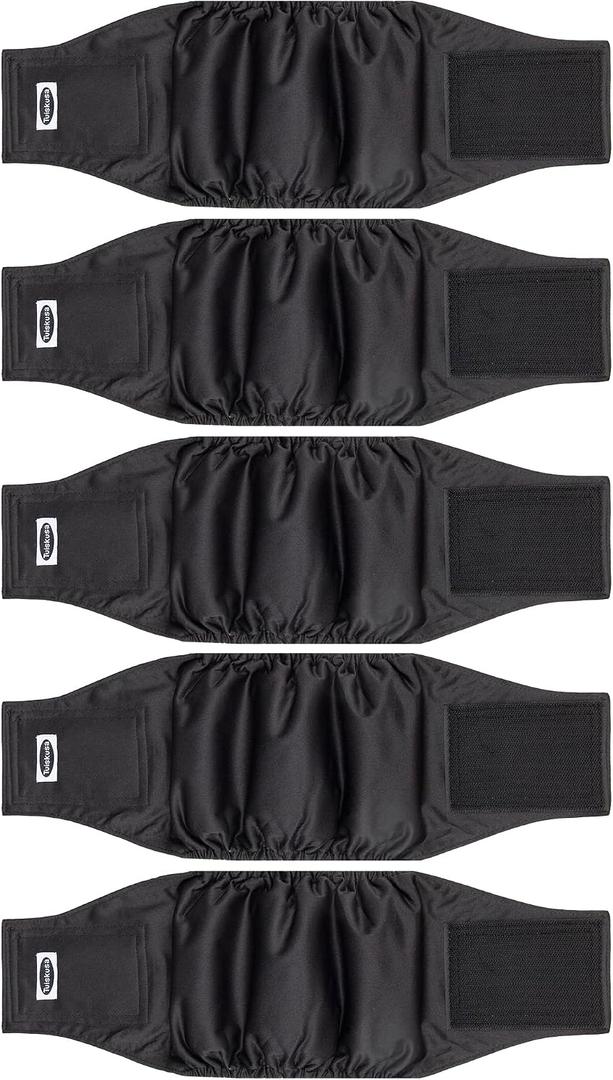 Tuiskusa Male Dog Diapers, High Absorbing Dog Belly Bands for Male Dogs, Washable Reusable Dog Male Wraps(5 Pack) Black, Small
