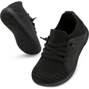 relxfeet Toddler Shoes Boys Girls Wide Barefoot Shoes Kids Zero Drop Minimalist Slip On Tennis Sneakers for Walking Running (All Black),5 wide toddler 
