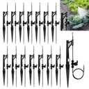15 Sets 360 Adjustable Irrigation Misting Heads with Stake Micro Spray Emitters with 1/4" Irrigation Tubing on Riser Stake, Automatic Atomizing Sprinkler Stake Assembly for Garden Watering System