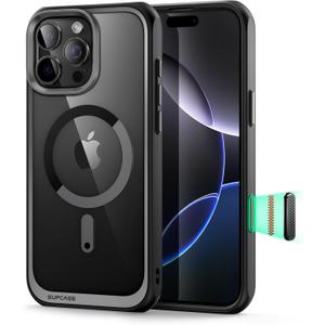 SUPCASE for iPhone 16 Pro Max Case with Camera Control Capture Button (Unicorn Beetle Mag), [Compatible with MagSafe] [Military-Grade Protection] Slim Clear Magnetic Phone Case (Black)