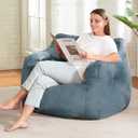 Hobestluk Bean Bag Chair for Adult Small Bean Bag Chairs with Arms Furry Beanbag Chair with Foam Filler Stuffed Bean Bag Sofa for Reading in Bedroom Living Room and Dorms (Blue Grey)