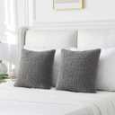 FUTEI Dark Grey Throw Pillow Covers 20x20 Inch Set of 2,Furry Faux Fur Teddy Boucle Textured Cushion Covers,Soft Fluffy Decorative Pillow Case,Home Decor for Couch Bed Living Room Office Car