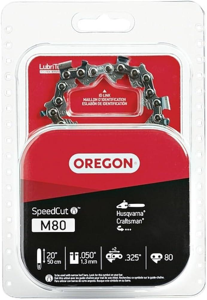 Oregon Chainsaw Guide Bar & Chain Combo, AdvanceCut Replacement for Saw Chains, Bar Length 20" (50cm) with Low Kickback Chain Set, 3/8" Pitch, 0.050" Gauge, 72 Drive Links (584818)