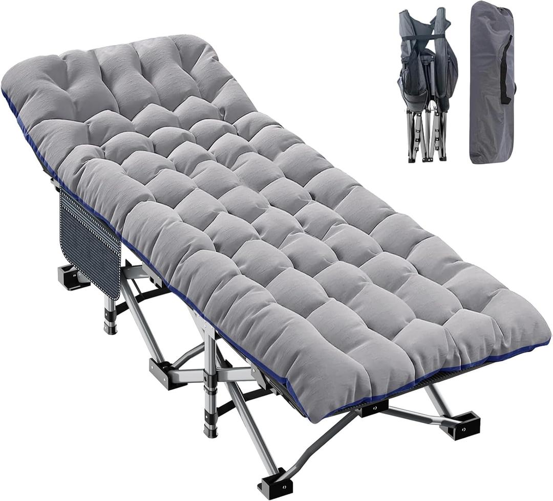 ABORON XXL Camping Cot for Adults 900LBS - 78"×32" Oversized Folding Bed with Mattress Pad, Heavy Duty 1200D Oxford Outdoor Cot with Carry Bag