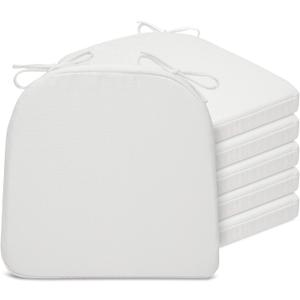 SQUARE MOON Chair Cushions for Dining Chairs, High Resilience Foam Dining Room Chair Pads, Kitchen Seat Cushions with Ties, Machine Washable, 17" x 16" x 2", 6/Pack, White